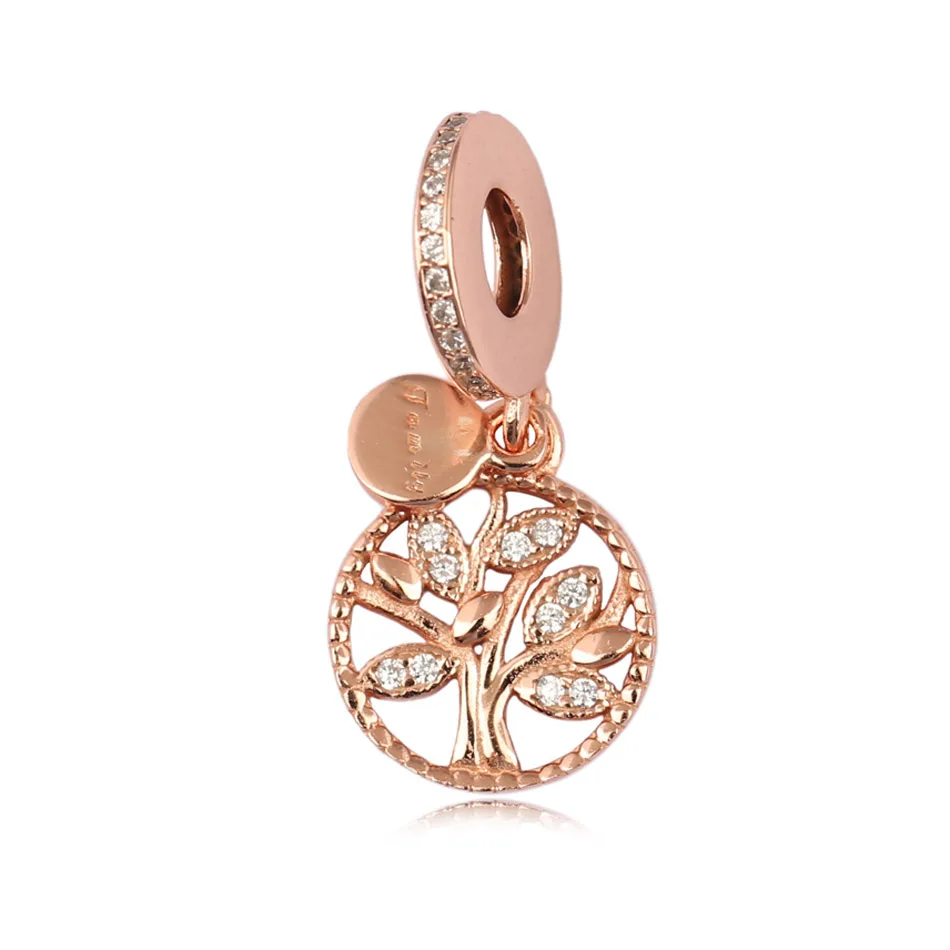 

S925 серебро бусинки очаровательные Семейные Heritage мотаться Очаровательная кристаллическая Подвеска из розового золота Colorfit браслет для час...