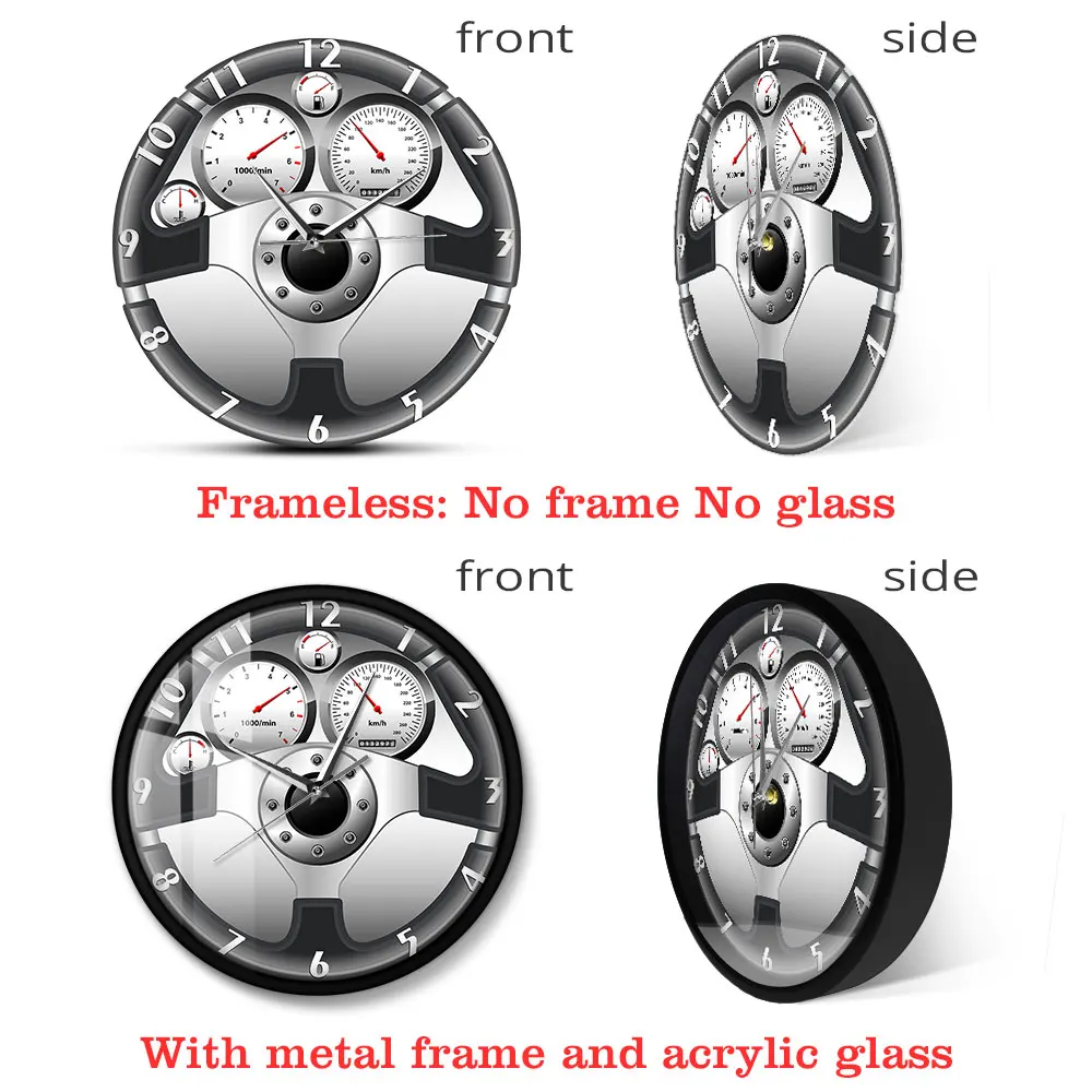 Спортивные автомобильные настенные часы с принтом на руль и приборную панель