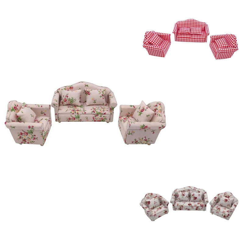 

1:12 Dollhouse Simulation Toy Miniature Sofa Set Living Room Furniture Children's Pretend Play Toy
