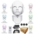 7 цветов светодиодный фотон Электрический светодиодный маска для лица с кожу шеи омоложение против морщин Acne фотона уход за кожей Красота маска