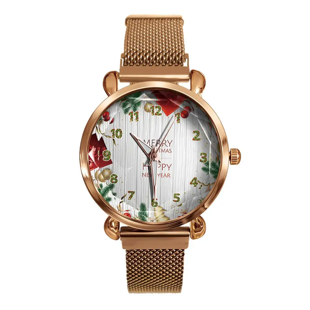 HobbyLane женские кварцевые часы с Рождеством новый год растения сплав ремешок