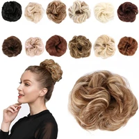 belle show synthetic curly wavy donut hair chignon rubber band hair bun messy scrunchie wrap on bun ponytail hair extensions