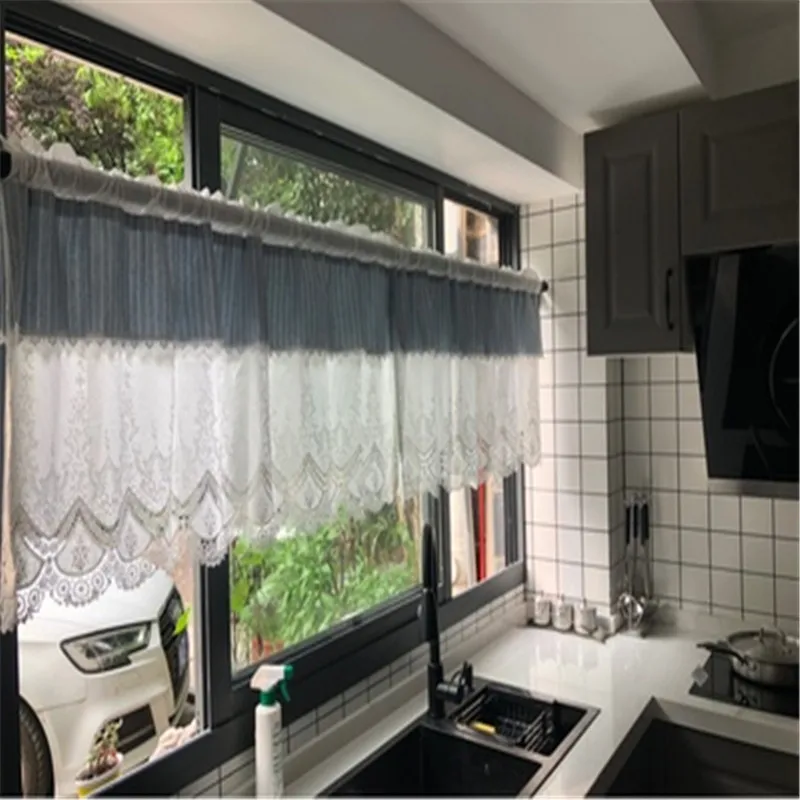 Free Shipping Pastoral Half Quality Lace Coffee Tea Curtain Kitchen Short Small Cupboard Shades Wardrobe Home Window Blinds | Дом и сад