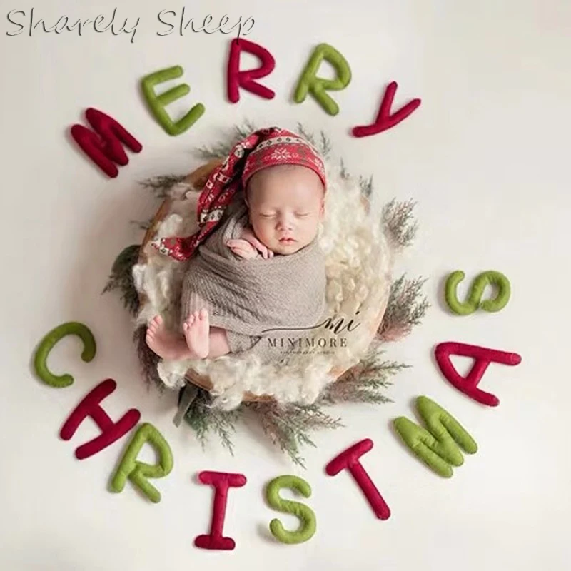 Фотофон ручной работы с надписью Merry Christmas для новорожденных реквизит фотосъемки