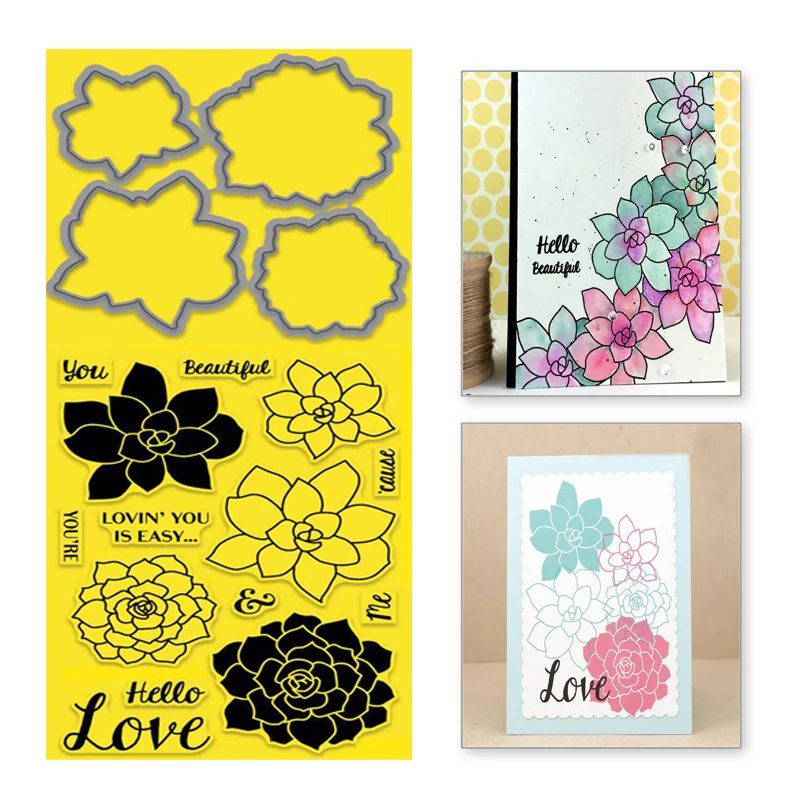 Naifumodo суккуленты для резки металла штампы цветов завод Скрапбукинг изготовления