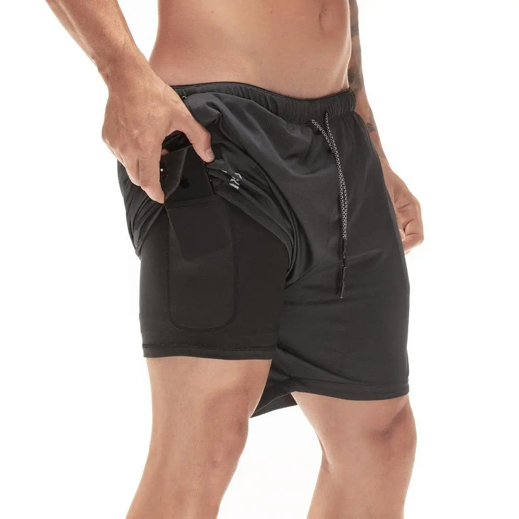 

Mens 2 in 1 Running Shorts Men Jogging Gym Fitness Bodybuilding Short Pants Male Summer Workout Training Bottoms Clothing