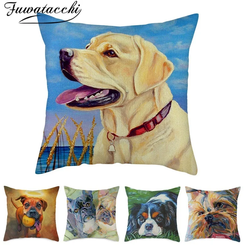 Fuwatacchi чехол для подушки с милой собачкой Лабрадор наволочка домашнего стула