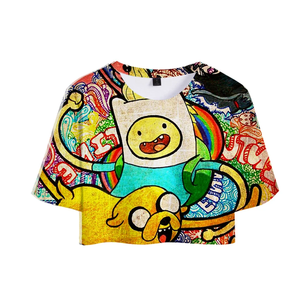 Adventure Time Print Midriff-baring футболка сексуальная женская модная популярная Повседневная футболка Harajuku короткий рукав горячая распродажа