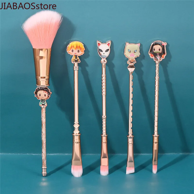 

5pcs/set Demon Slayer Kimetsu no Yaiba Makeup Brush Japan Anime Cosplay Women Accessories Ghost Makeup Tool with bag Props Gift