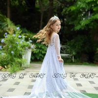 sequins detachable flower girl dresses illusion a line performance homecoming dresses tulle small tail princess skirt