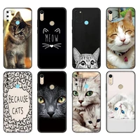black tpu case for honor 8a prime 8s 9 10x lite 9a 9c 9x premium pro 9s case cover meow lovely cute cat kitty