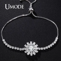 umode fashion flower tennis bracelets for women adjustable bangle zircon bracelets girls wedding gift jewelry accessories ub0207