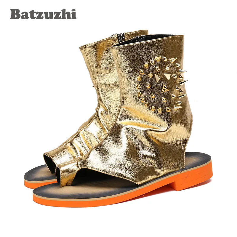 

Мужские сандалии из воловьей кожи, коричневые сандалии-гладиаторы, обувь для отдыха, летняя обувь, большие размеры, US12, 2020