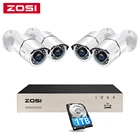 Система видеонаблюдения ZOSI H.265 +, 8 каналов, 5 МП, POE, 4 Х5 Мп, HD IP-камера, наружная водонепроницаемая система видеонаблюдения, комплект видеорегистратора для дома