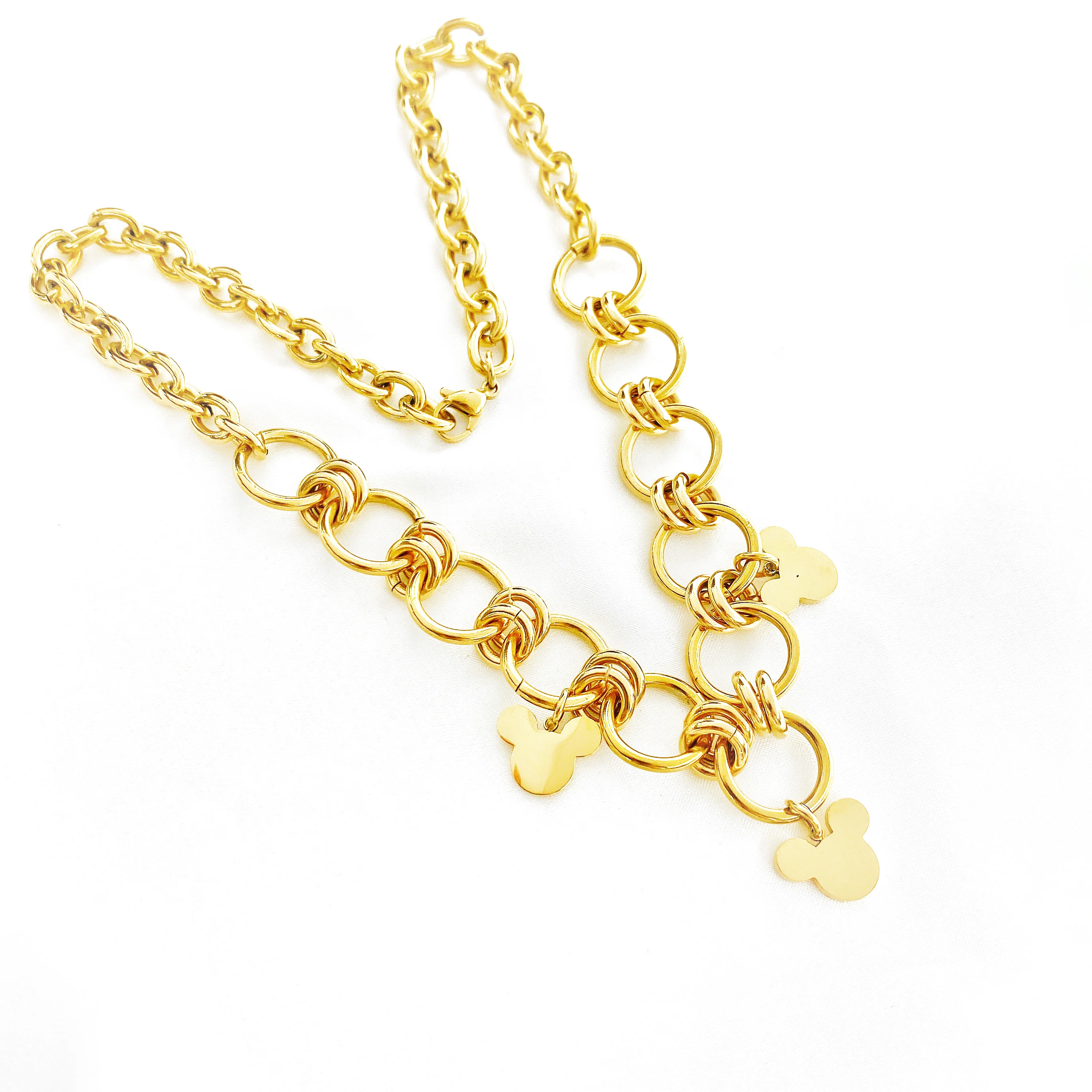 Мультфильм Kawaii подвеска мышь ожерелье титановая стальная цепочка