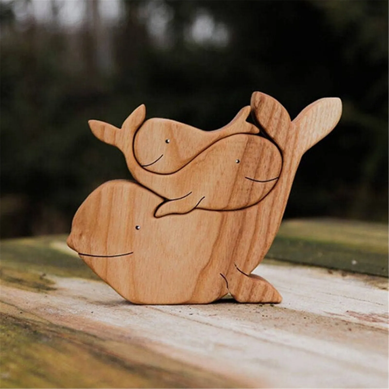 

Cute Animal Family Mother's Day Gift Wooden Statue Desktop Ornament Home Office Decoration FHJ889