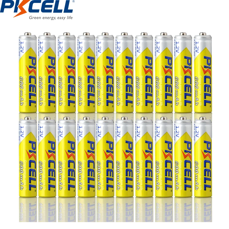 20 шт. аккумуляторы PKCELL AAA 600 мАч 3A NIMH аккумуляторные батареи 1 2 в Ni MH 1000