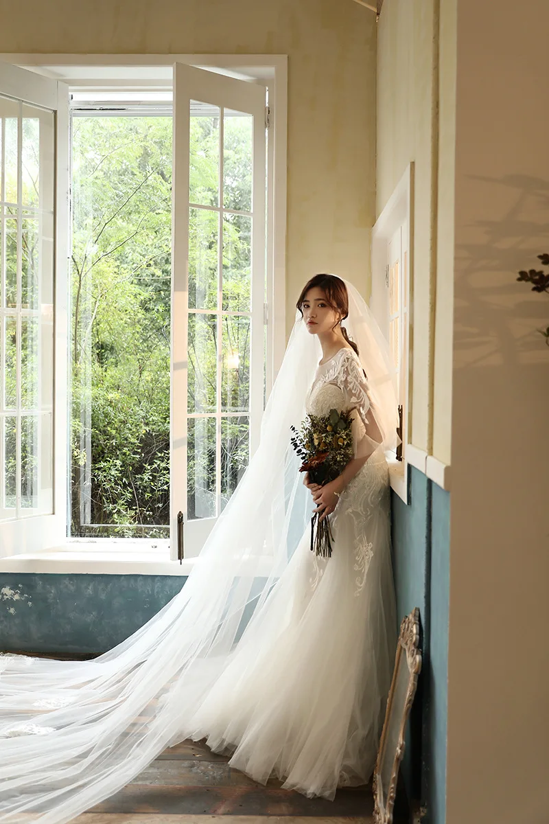 JaneVini Винтаж собор светильник Шампанское Длинные свадебная Фата с расческой два