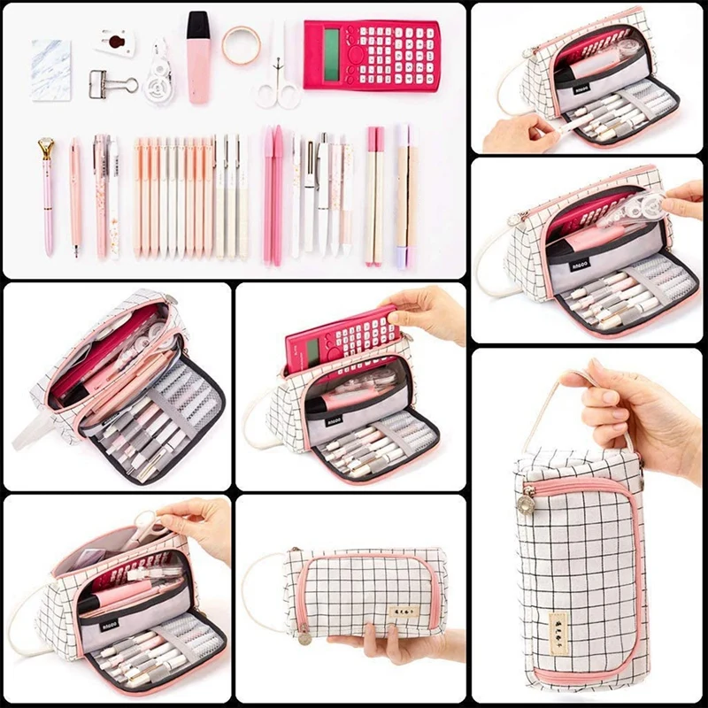 

ANGOO 2 PCS Pencil Case Large Capacity Pencil Bag and 3 Layers Pencil Pouch for Office Teen Girl Student Adult Women