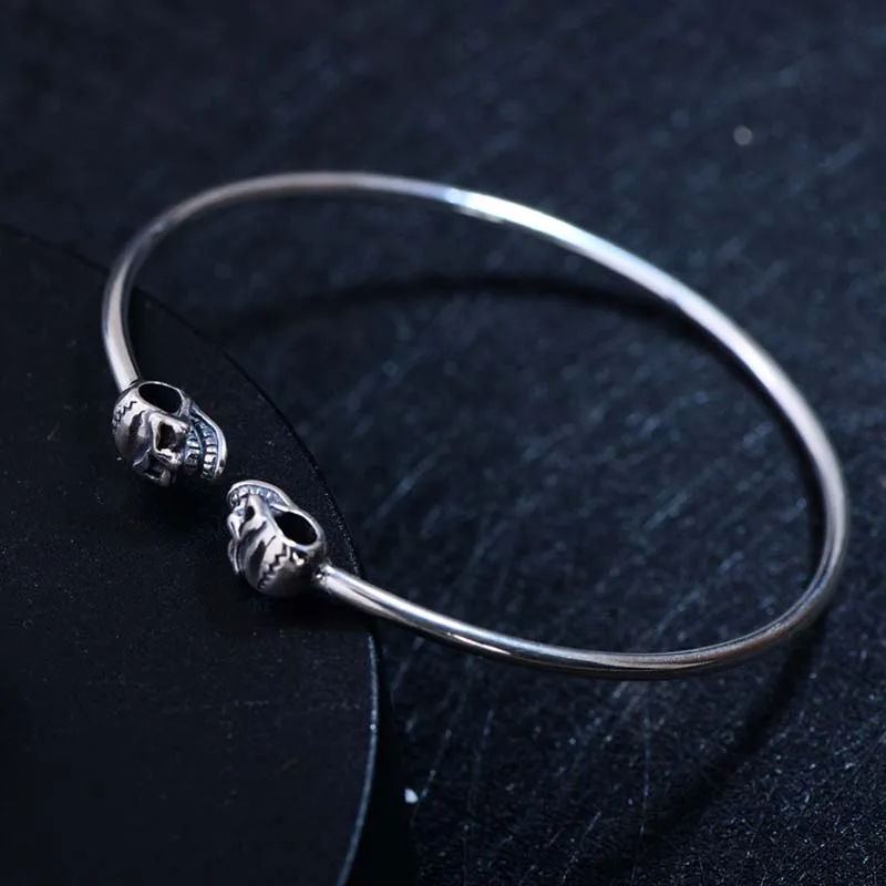 

Браслет мужской из серебра 925 пробы с черепом в стиле ретро