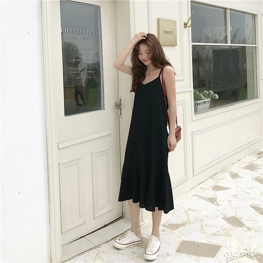 Платье женское однотонное без рукавов Модное Элегантное повседневное