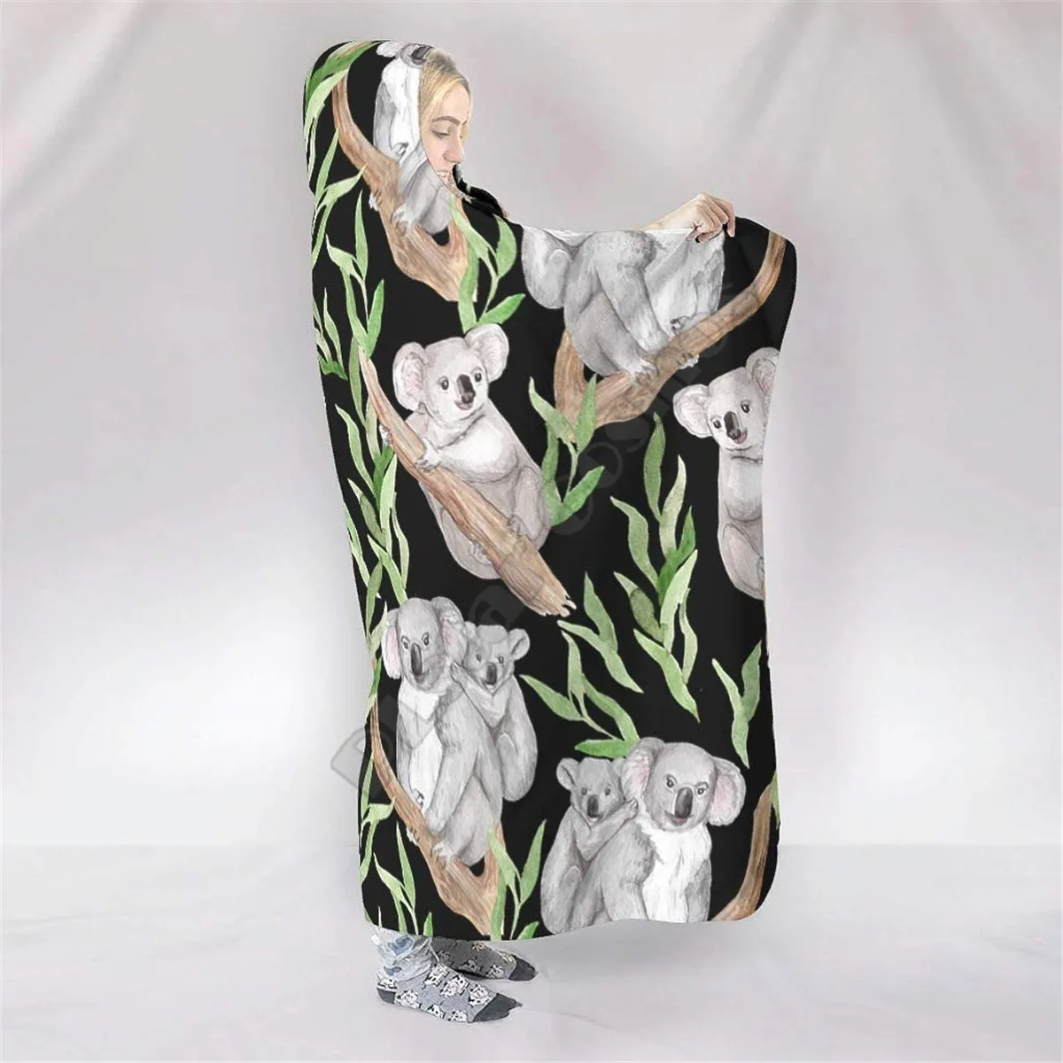 

Koala Smooth Breathable Hooded Blanket 3D Printed Wearable Blanket Adults kids Blanket blanket throw blanket Drop Shipping 03