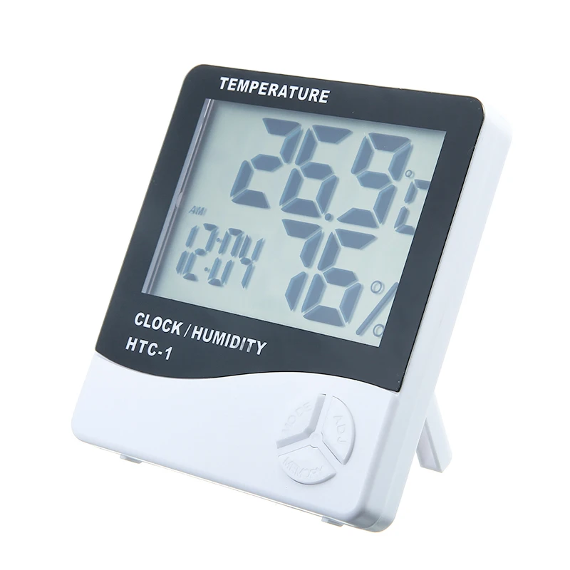 2pcslot digital lcd indoor thermometer hygrometer automatic electronic temperature humidity meter gauge clock free global shipping