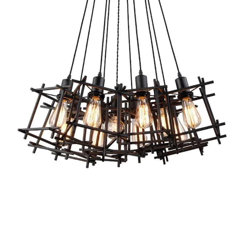 

Vintage Iron Frame Chandelier Edison Bulb E27 Holder Loft Restaurant Bar Cafe Living Room Retro Industrial Style Chandeliers