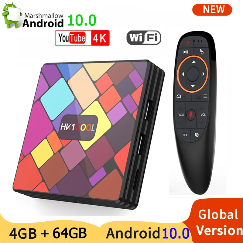 Андроид 10 HK1 Прохладный Smart TV Box RK3318 Quad Core 4G/64G двойной WI FI BT IPTV Neflix Youtube Google Player