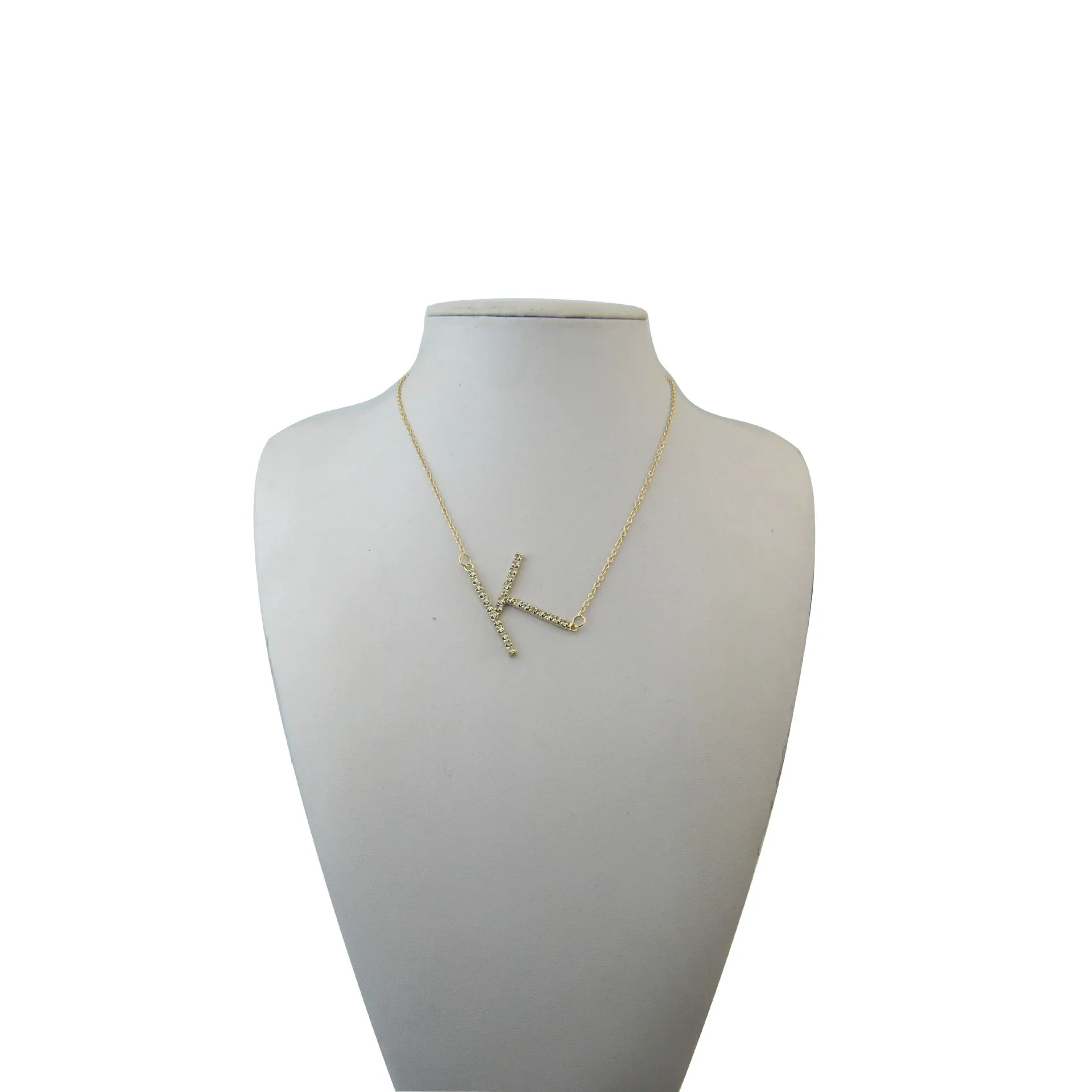 Женское Ожерелье с кристаллами и буквенным принтом розовое золото серебро