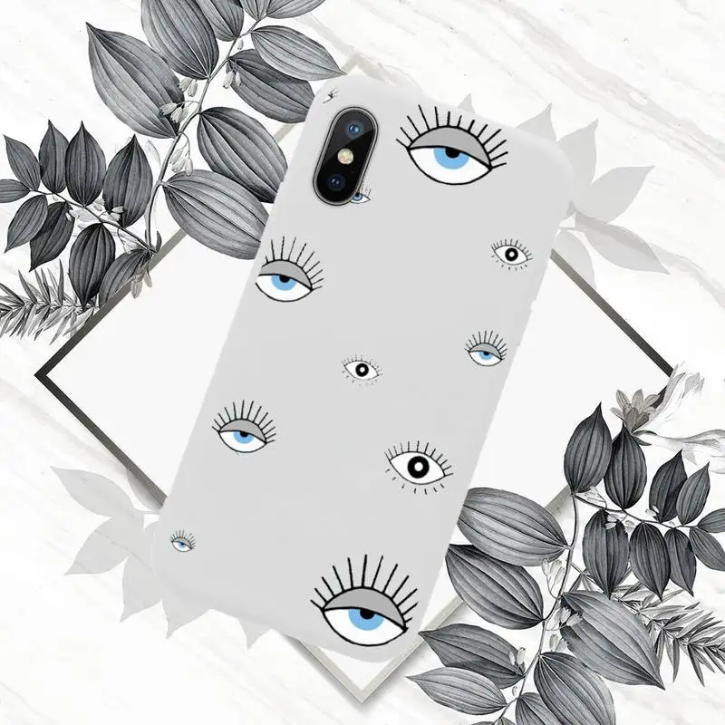 

Lucky Eye Blue Evil Eye Print Phone Case Candy Color for iPhone 6 7 8 11 12 s mini pro X XS XR MAX Plus