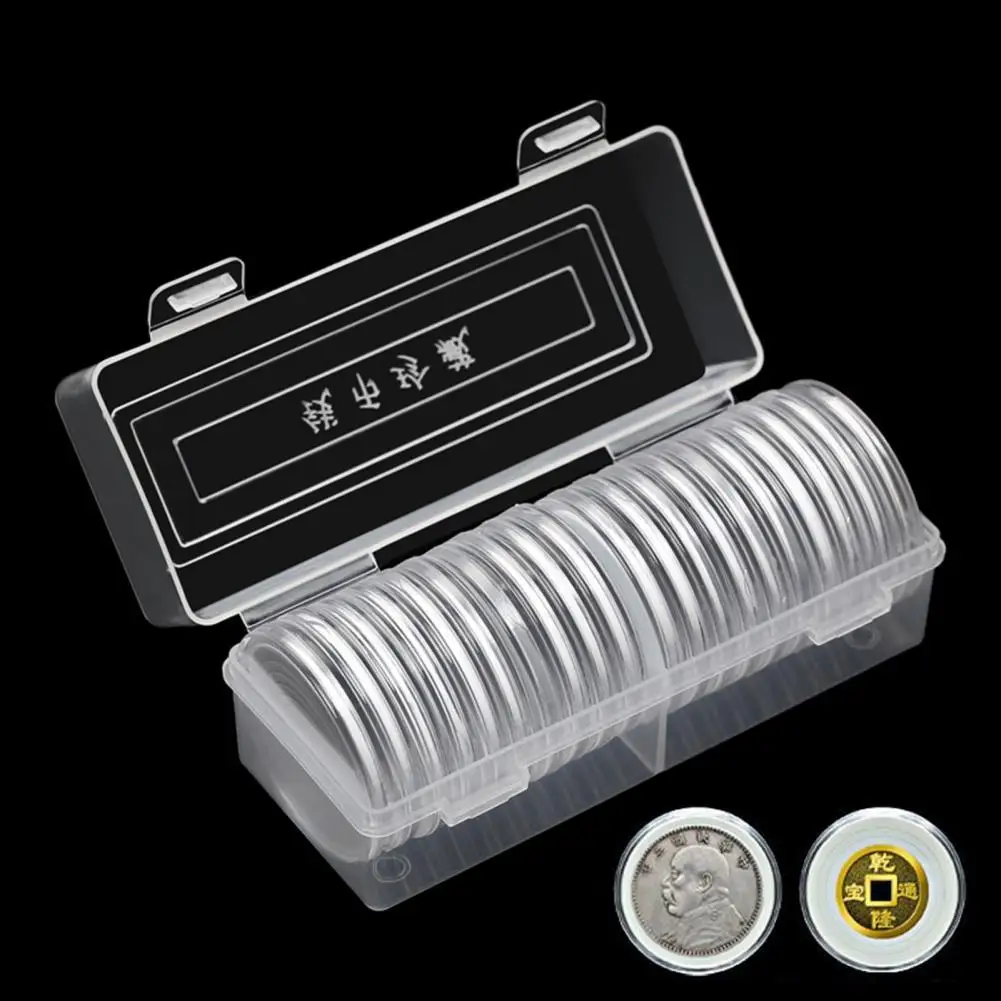 

80%HOT20Pcs/Set Dust-proof Coin Storage Boxes Sturdy Acrylic Round Protective Capaules Holder for Business Gifts