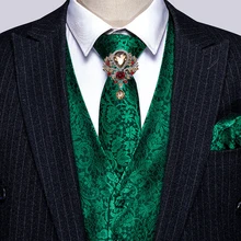 Barry.Wang – gilet de costume en soie pour hommes, ensemble de cravate, boutons de manchette, mouchoir, tenue formelle pour les affaires  (3)