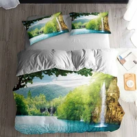 helengili 3d bedding set flowing water beautiful scenery print duvet cover set bedclothes with pillowcase bed set home textiles