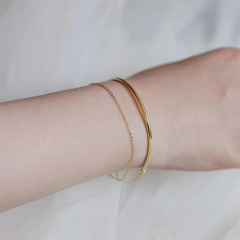 Новые простые Многослойные браслеты из розового золота/серебра для женщин