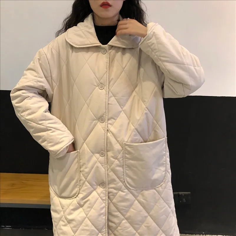 

2020 Korean Winter Coat Long Straight Parka Cotton Padded Women Coats and Jackets Loose Casual Stylish Outerwear Casaco Feminino