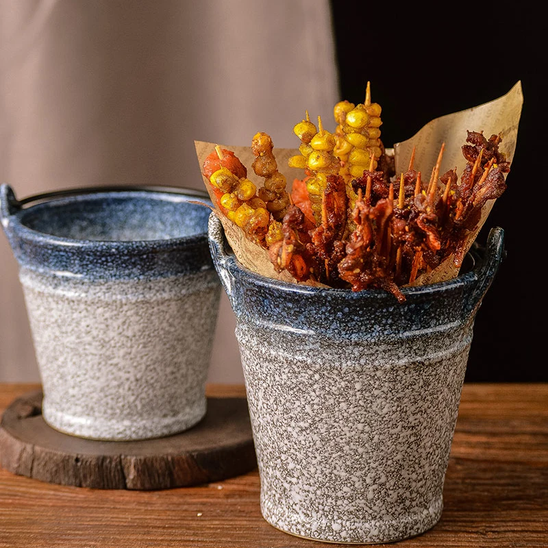 Balde de Pipoca Balde de Gelo Estilo Japonês Cerâmica Mini Lanche Balde Gelo Batatas Fritas Festa Aniversário Favores
