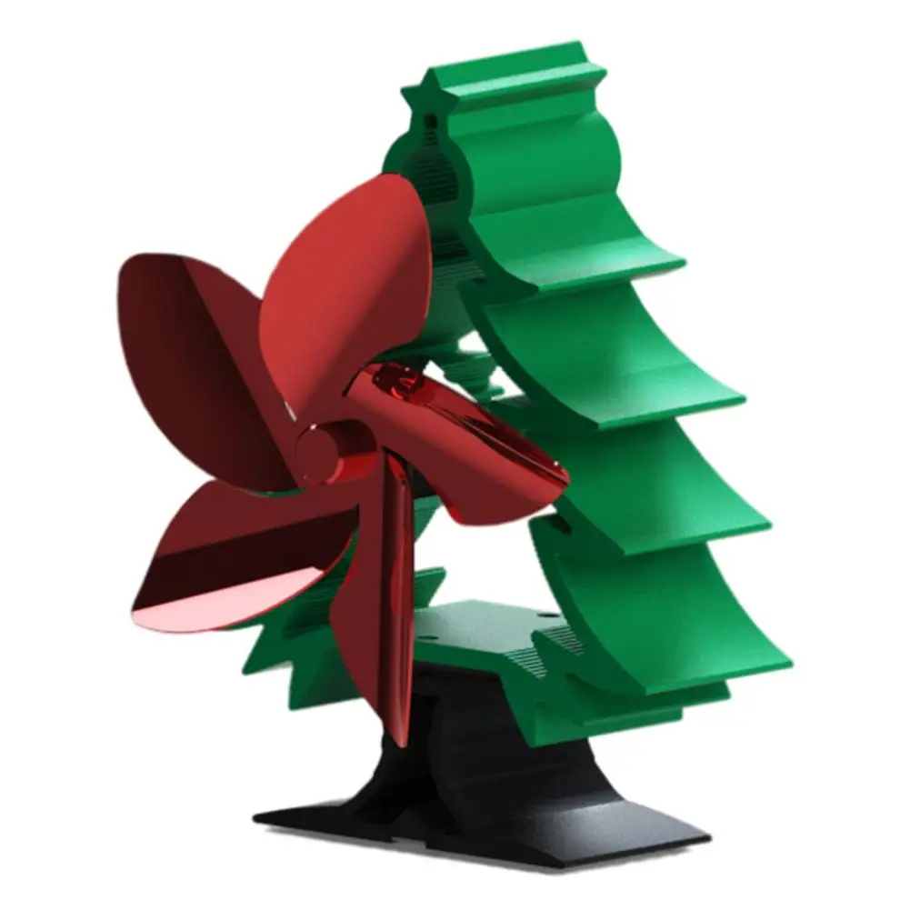 

Heat Powered Stove Fan 5 Blades Christmas Tree Shape Fireplace Eco Fan Home Aluminium Alloy Blower For Warm Air Circulation Heat