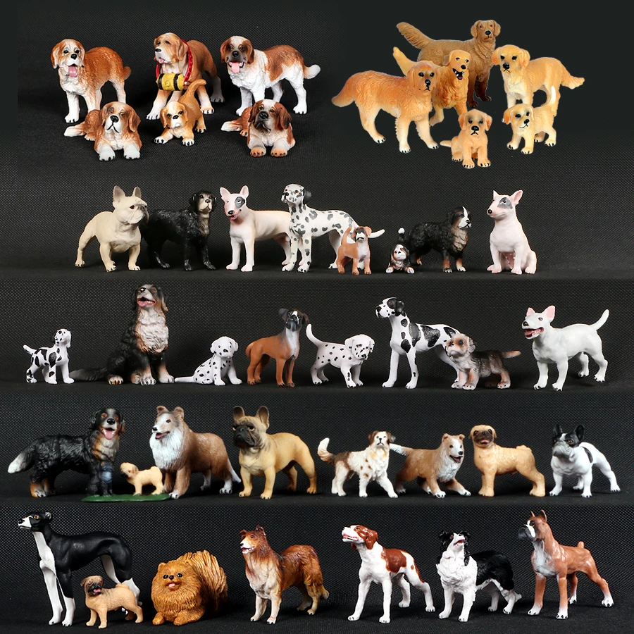 

Simulation Plastic Retriever,Bull Terrier,Collie,Saint Bernard Dog Family Animals Model Figure Collectible Toys Dog For kids