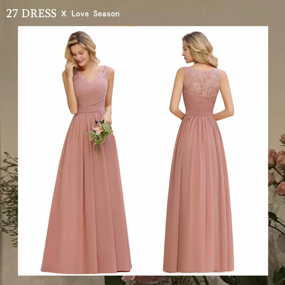 Dusty Rose Green Bridesmaid Dresses Lace Long 2022 Chiffon A-line Wedding Party Dress robe de soirée de mariage ночнушка женская