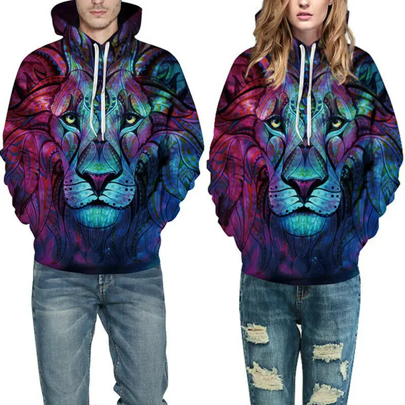 

Women's Men Hoodie Lion Animal Hooded Plus Size Sweatshirt Coat Jacket Jumper