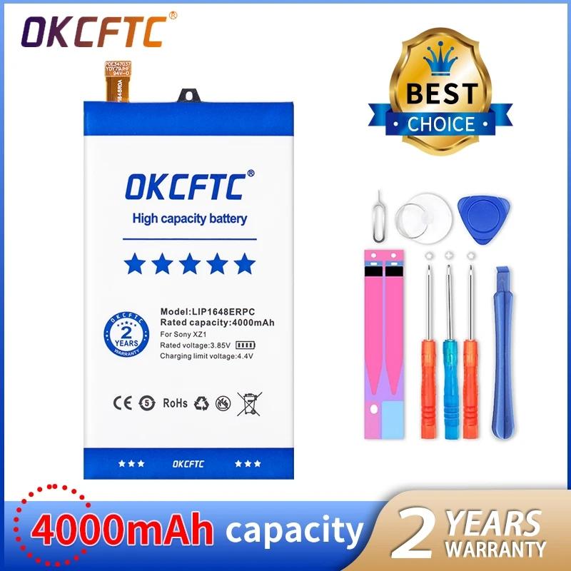 

OKCFTC 4000mAh Original High Capacity LIP1648ERPC Phone Battery For Sony Xperia XZ1 XZ1mini G8441 1308-1851