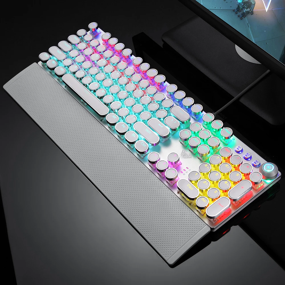 game mechanical keyboard white punk keycap 104 keys computer keyboard laptop keyboard russian english hebrew spanish arabic free global shipping