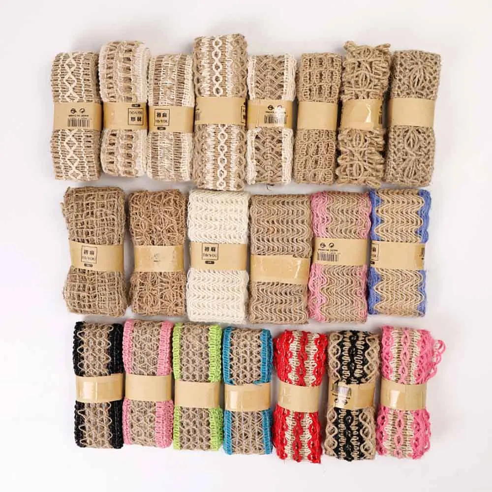 

2m Roll Burlap Ribbon Hemp Rope Braided Multi-style Clothing Shoes Hat Accessories Creative Diy Decorative for Craft Decoration