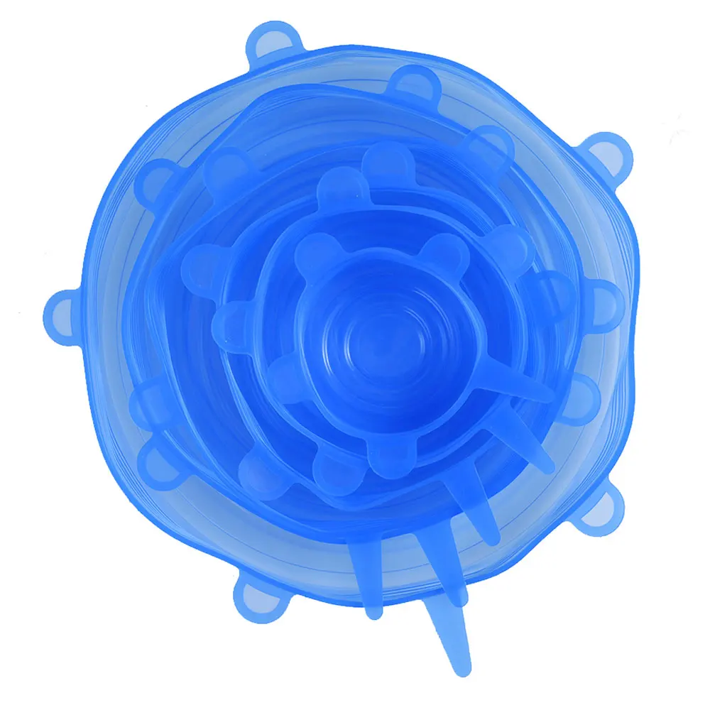 6 шт. универсальные силиконовые растягивающиеся крышки для кухонной