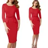 Vfemage Винтаж одноцветное цвет печати рюшами Лук носить на работу молнии vestidos Bodycon Офис Вечерние Партии Женское облегающее платье 361