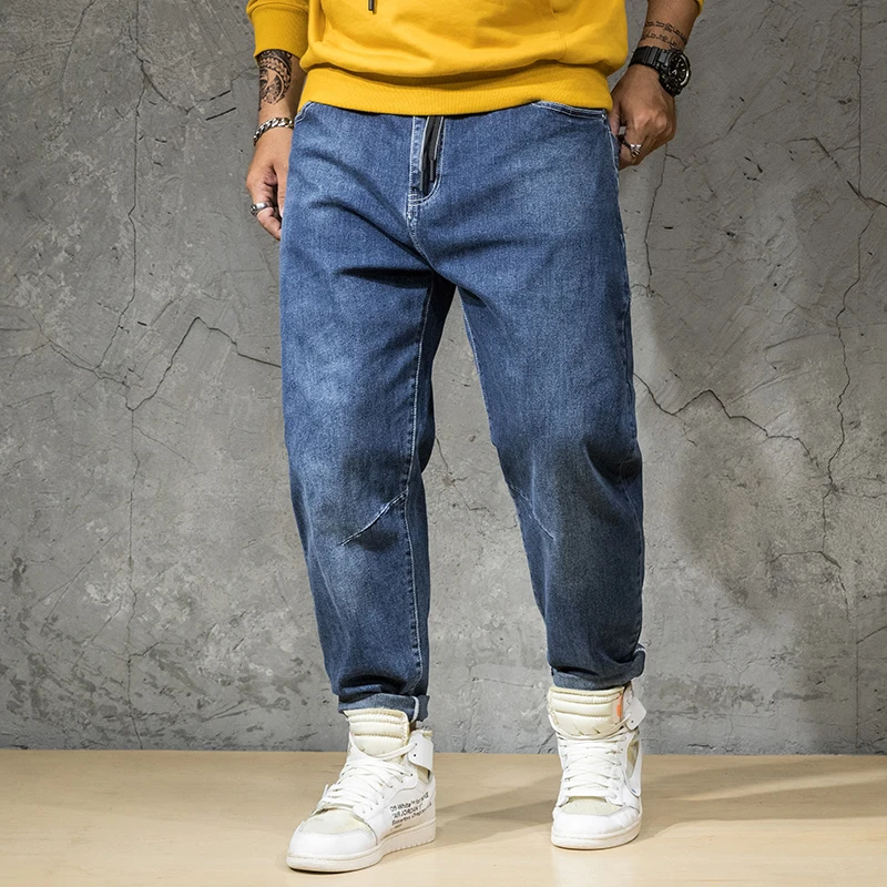 Джинсы мужские свободного покроя Брендовые повседневные брюки султанки из