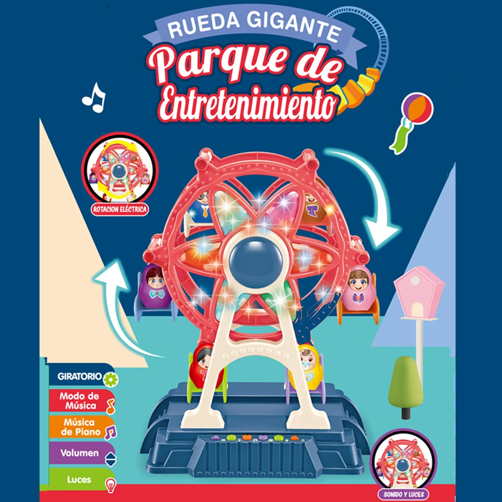 

Carousel Ferris Wheel Model Toys Children's Play House Electric Amusement Toy Set Light Music Girl Birthday Party Gift