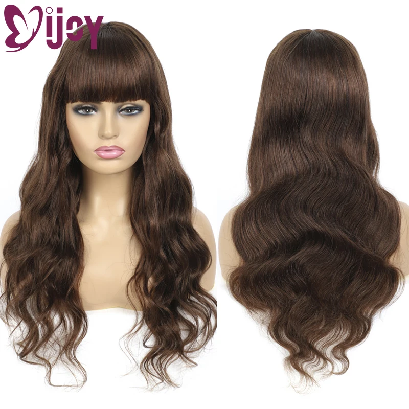 Парики из человеческих волос с челкой парик для чернокожих и коричневых