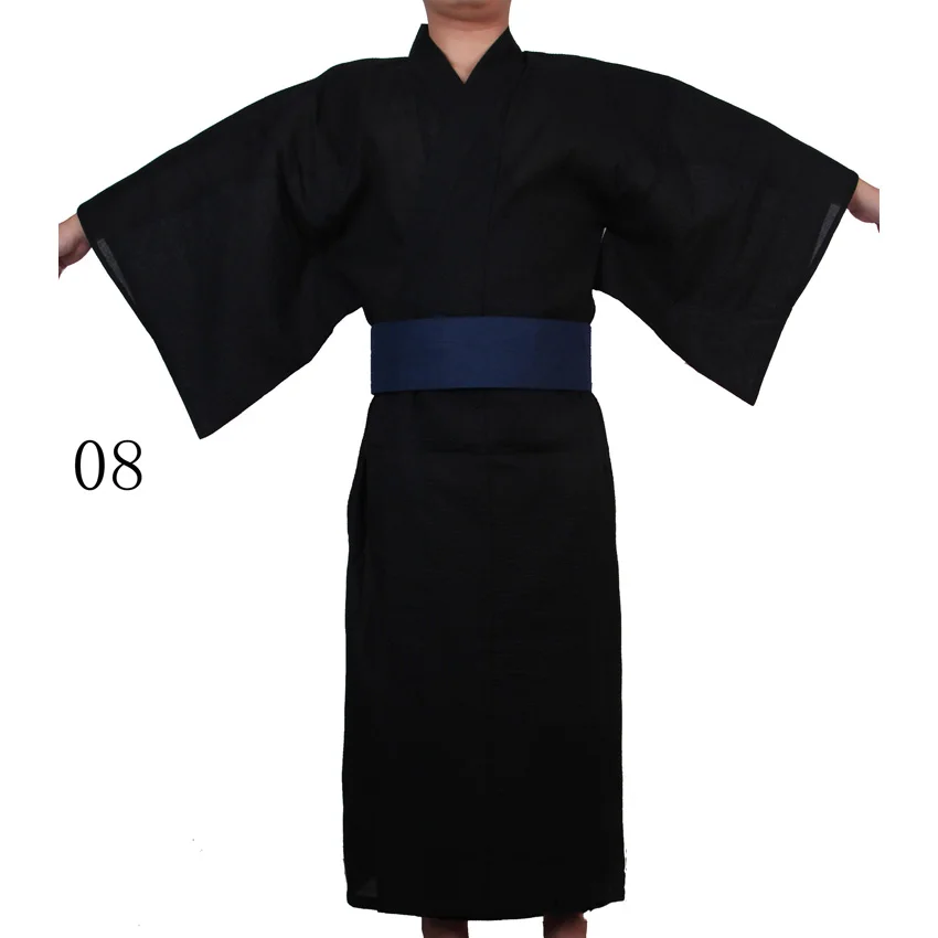 Color8 no belt Мужские японские традиционные костюмы Самурайское кимоно человек хлопок тонкий свободный стиль Yukata Jinbei Haori Роскошные Ретро косплей одежда - Цвет: Color8 no belt